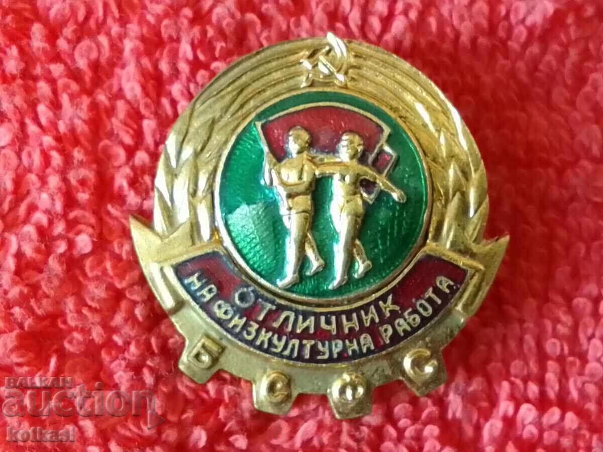 Auction  Old social sign enamel badge EXCELLENT PERFORMER IN PHYSICAL EDUCATION