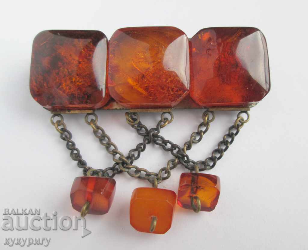 Old lady's amber brooch natural amber