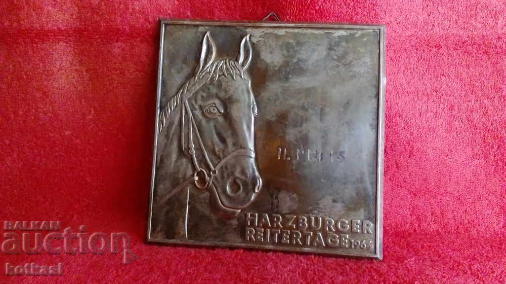 Vintage 1964 Horse Head Copper Plate Award.