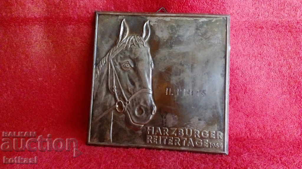 Vintage 1964 Horse Head Copper Plate Award