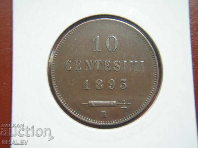 Auction 10 Centesimi 1893 San Marino - XF/AU Auction 10 Centesimi 1893 San Marino - XF/AU
