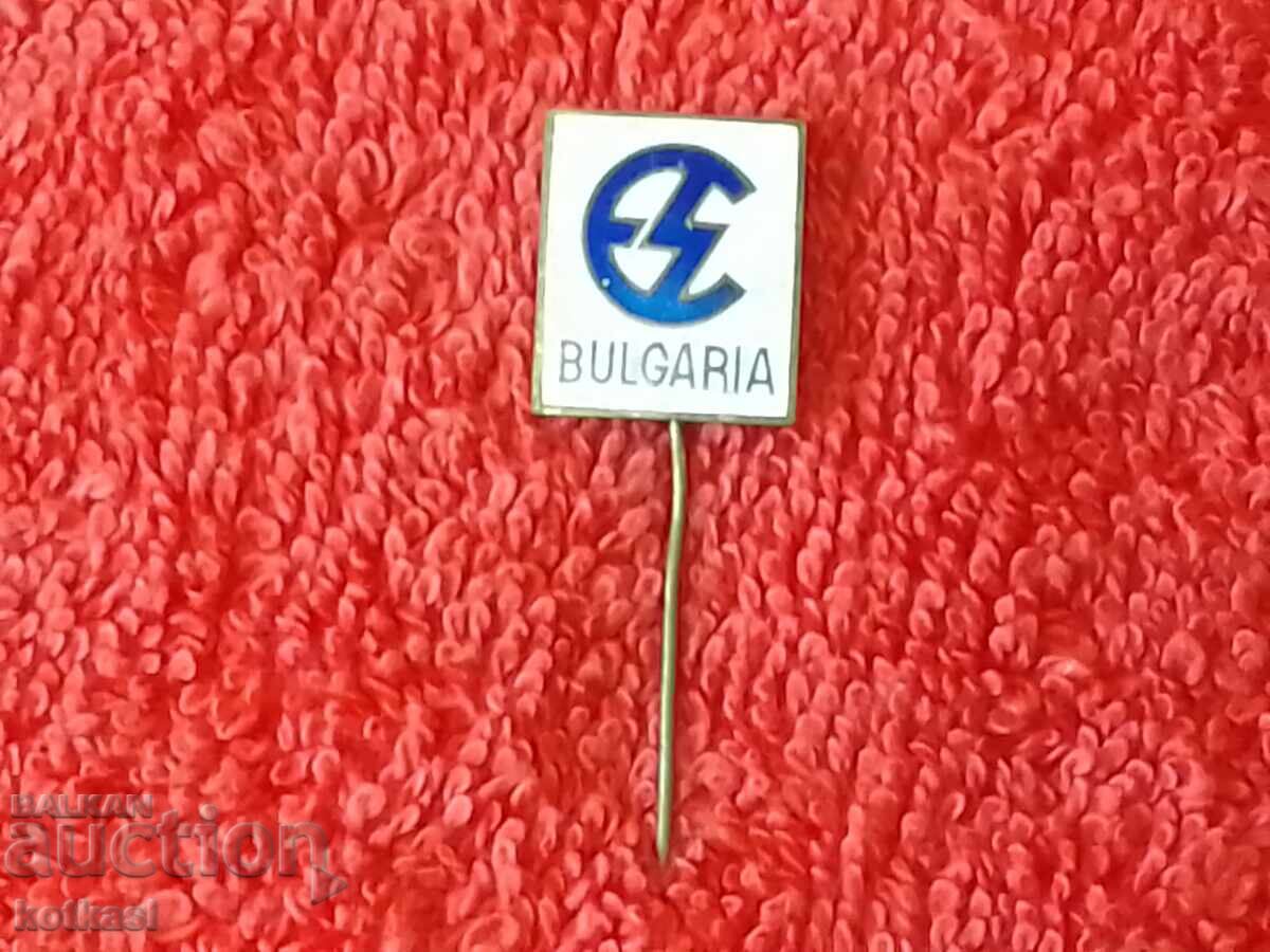 Old social badge bronze pin enamel elprom BUIGARIA excellent - 5