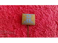 Old social badge bronze needle enamel CPCWC abroad Sofia