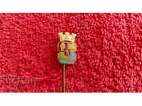 Old badge bronze pin enamel coat of arms of the city of Sofia