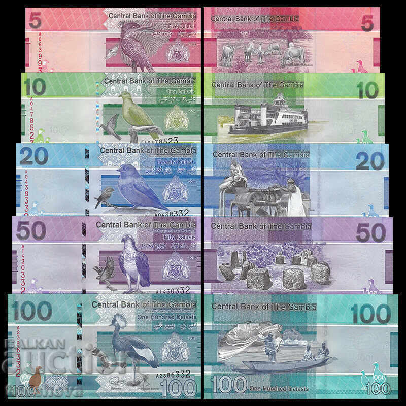 GAMBIA 5 BANCURI 5 + 10 + 20 + 50 + 100 Dalasis-UNC -2019 G cu preț 54.80 BGN | € 28.02 GAMBIA 5 BANCURI 5 + 10 + 20 + 50 + 100 Dalasis-UNC -2019 G cu preț 54.80 BGN | € 28.02