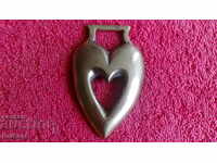 Old solid bronze panel ornament figure Heart
