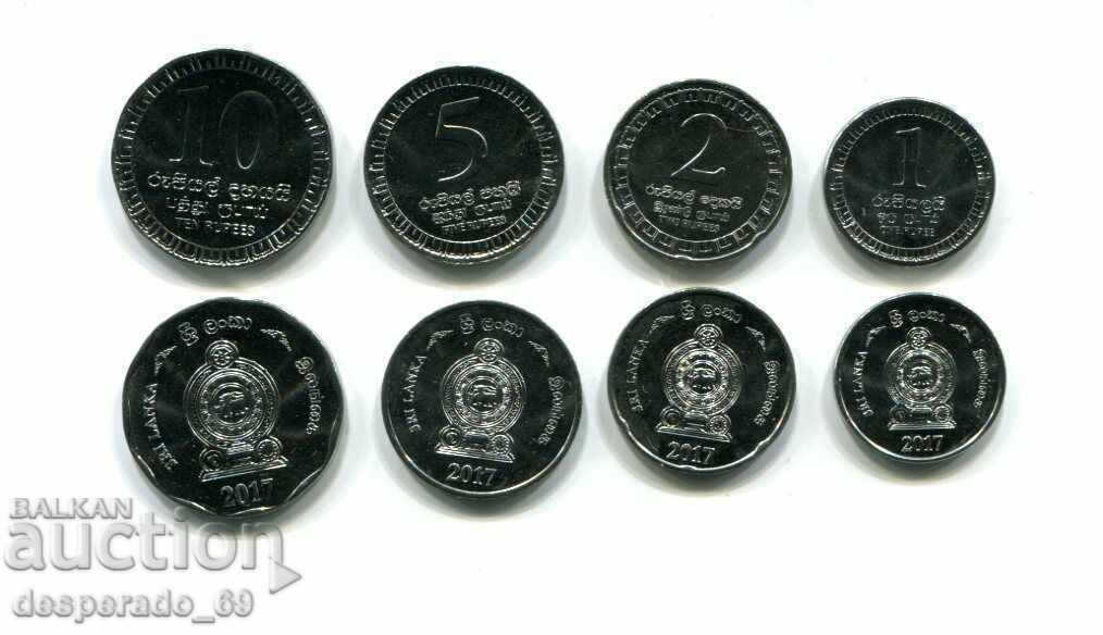 (¯`'•.¸ 1+2+5+10 ρουπίες 2017 SRI LANKA UNC ¸.•'´¯)