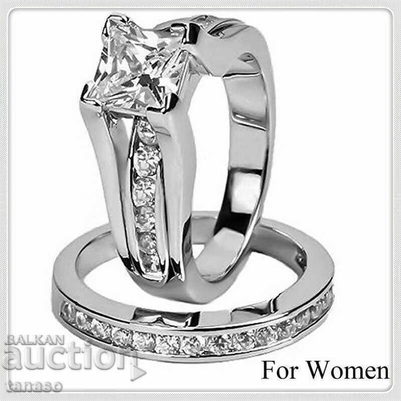 Auction Set of 2 rings, silver plated with zircons Auction Set of 2 rings, silver plated with zircons