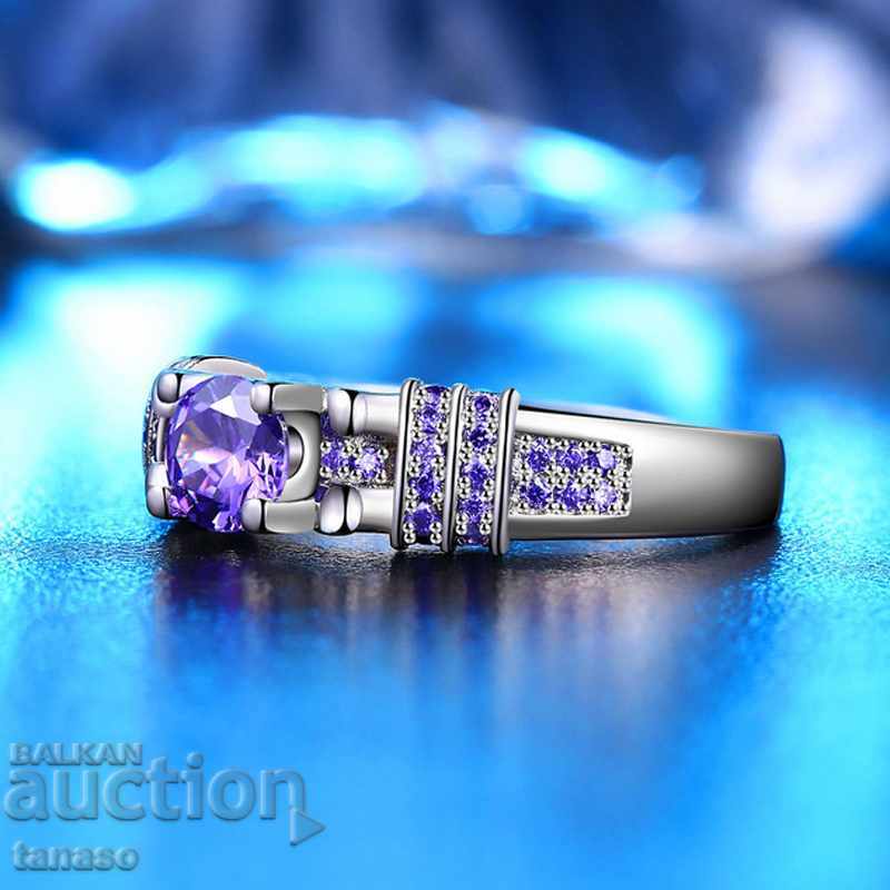 Δημοπρασία Δαχτυλίδι με μοβ ζιργκόν, επιχρυσωμένο Δημοπρασία Δαχτυλίδι με μοβ ζιργκόν, επιχρυσωμένο