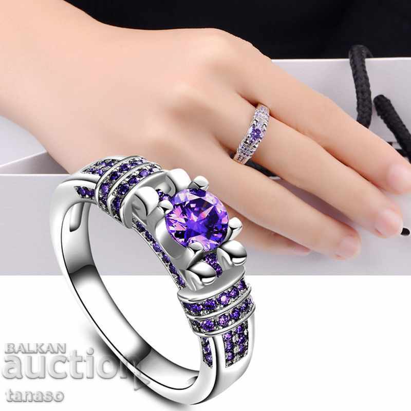 Παράδοση Δαχτυλίδι με μοβ ζιργκόν, επιχρυσωμένο Παράδοση Δαχτυλίδι με μοβ ζιργκόν, επιχρυσωμένο