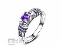 Ring with purple zircons, silver plated