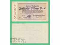 (¯`` • .¸ GERMANY (D.Reichsbahn) 200 million marks 1923 UNC