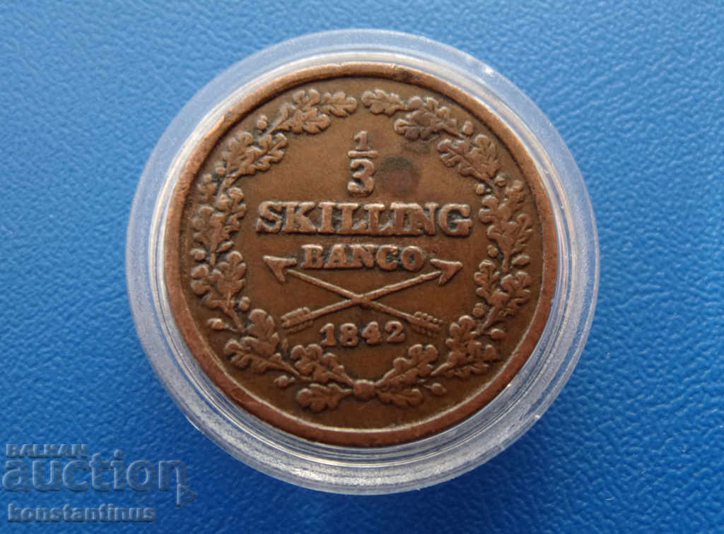 Sweden ⅓ Skilling 1842 Very Rare