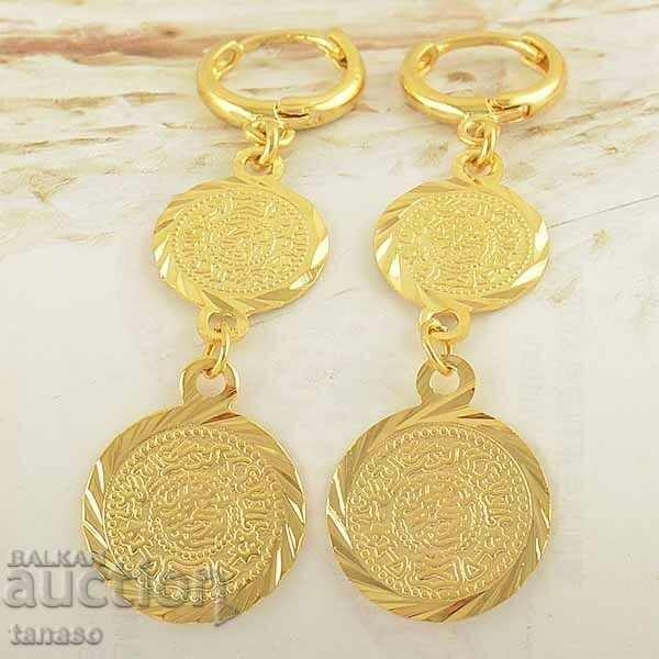 Ladies earrings, 14K gilded pendants