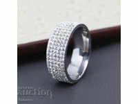 Ring, stainless steel ring with crystals
