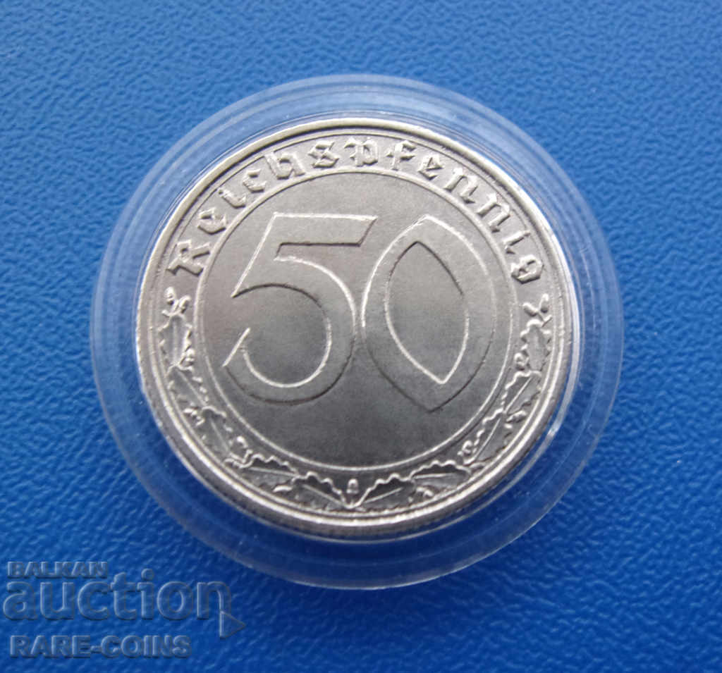 Γερμανία ΙΙΙ Ράιχ 50 Pfennig 1938 UNC Σπάνιο Αρχικό με τιμή € 51.13 | 100.00 BGN