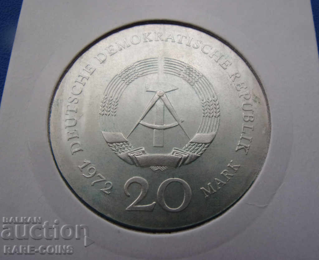 GDR 20 Mark 1972 UNC Rare Original with price € 66.47 | 130.00 BGN GDR 20 Mark 1972 UNC Rare Original with price € 66.47 | 130.00 BGN