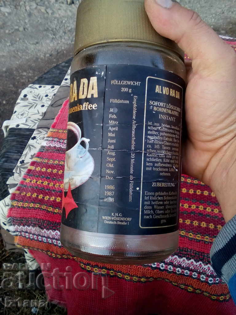 Auction Jar, pack of AL VO RA DA coffee Auction Jar, pack of AL VO RA DA coffee