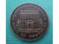 Монреал - Канада  ½  Пени  1844   Рядка Монета