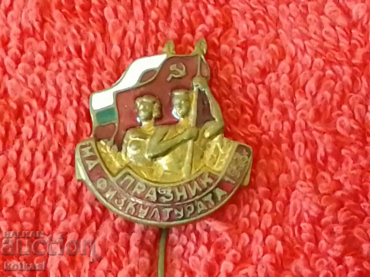 Old social sign solid bronze enamel PHYSICAL EDUCATION HOLIDAY 1953 - 6 Old social sign solid bronze enamel PHYSICAL EDUCATION HOLIDAY 1953 - 6