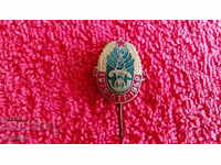 Old social badge solid bronze pin enamel 1879 PTT 1959