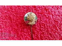 Old bronze needle badge enamel BT Bulgarian Trade Union