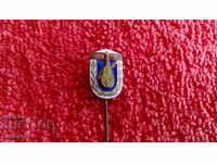 Old royal badge bronze needle enamel HORA GUSLA