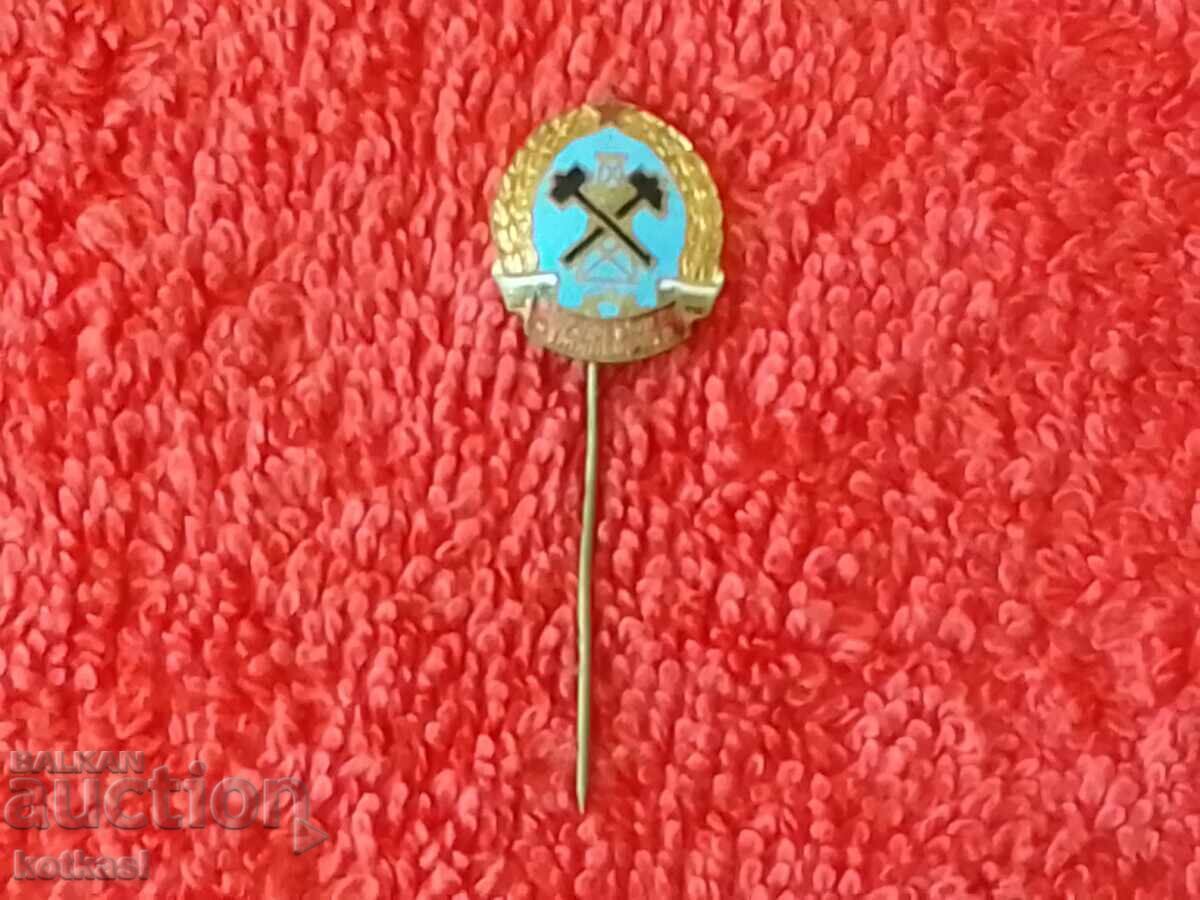 Licitație Veche insignă socială bronz pin email MINERALS' UNION excelent Licitație Veche insignă socială bronz pin email MINERALS' UNION excelent