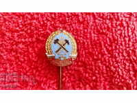 Old Soc Bronze Badge Needle Enamel Mines Union
