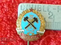 Old social badge bronze pin enamel MINERALS' UNION excellent