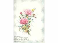 Old postcard - Greeting card - carnation bouquet