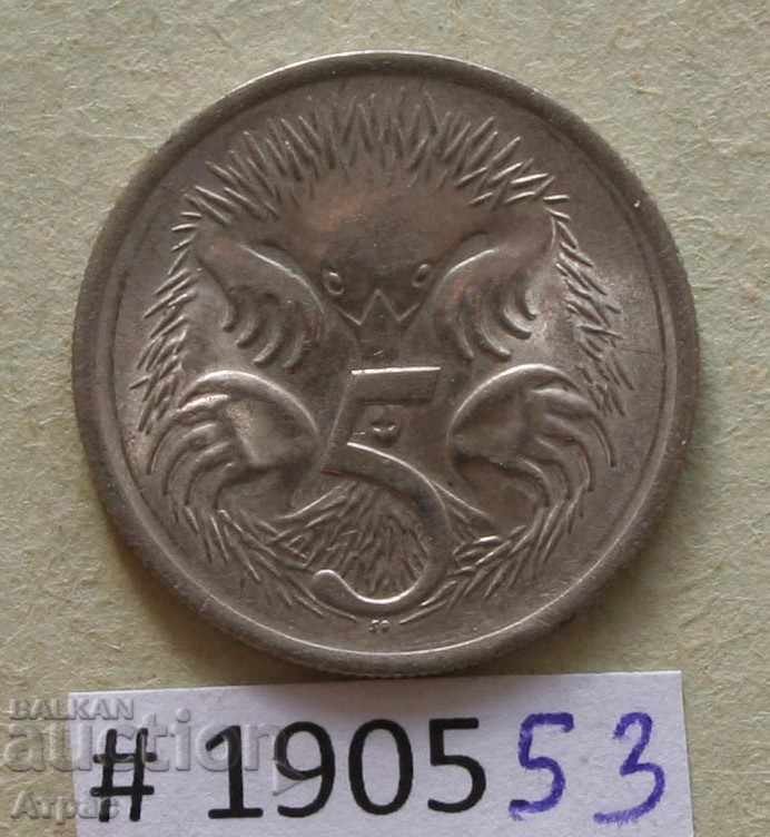 5 цента 1980  Нова Зеландия-  щемпелче