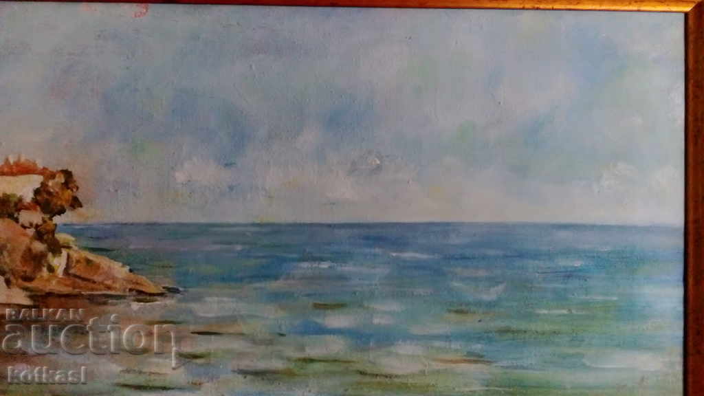 Old Bulgarian painting oil canvas frame Sozopol 50-60 years - 5 Old Bulgarian painting oil canvas frame Sozopol 50-60 years - 5