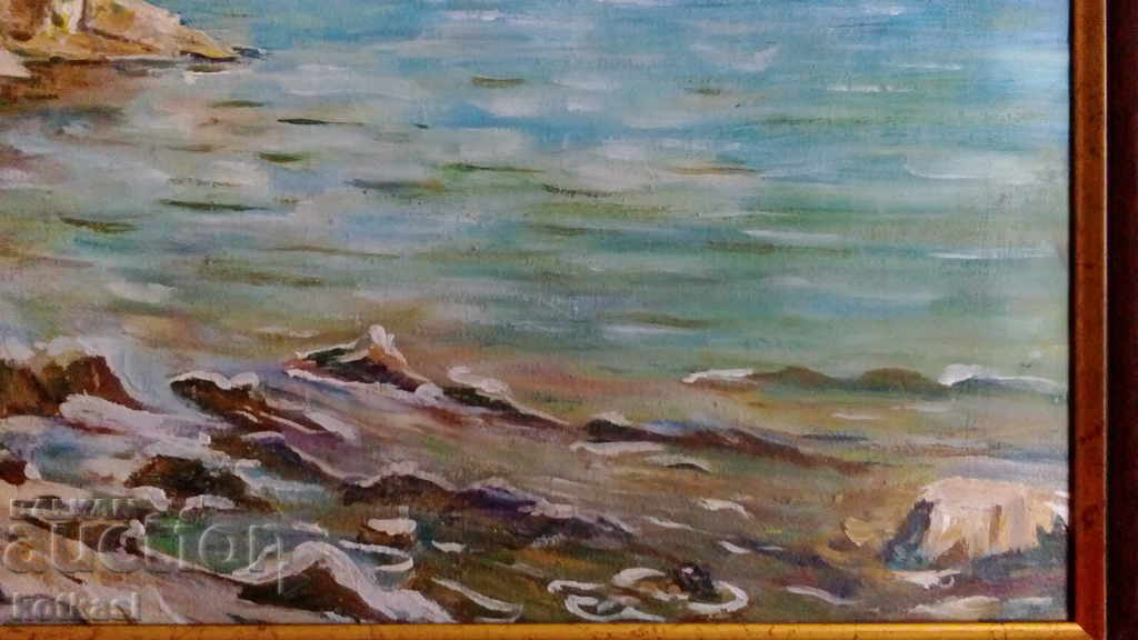 Old Bulgarian painting oil canvas frame Sozopol 50-60 years - 6 Old Bulgarian painting oil canvas frame Sozopol 50-60 years - 6