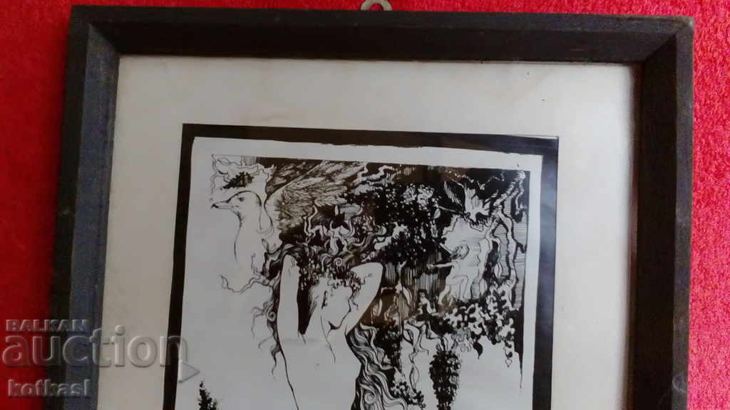 Drawing Bulgarian author Naked woman eroticism Frame glass passepartout - 5 Drawing Bulgarian author Naked woman eroticism Frame glass passepartout - 5