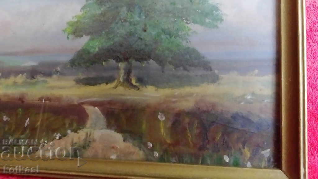 Old painting oil cardboard Landscape Frame glass Encho Yordanov - 5 Old painting oil cardboard Landscape Frame glass Encho Yordanov - 5