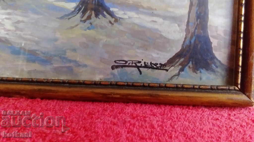 Old painting Forest landscape watercolor frame glass author - 7 Old painting Forest landscape watercolor frame glass author - 7