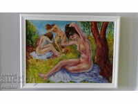 Стара соц Картина Българс автор 70 те год голи Жени еротика