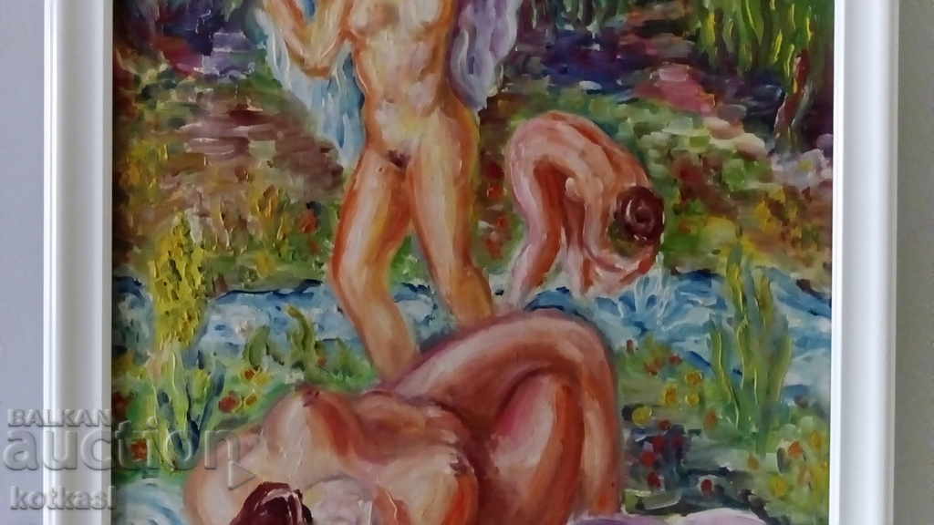 Auction Old social painting, Bulgarian author, 70 years old, naked women, erotica Auction Old social painting, Bulgarian author, 70 years old, naked women, erotica
