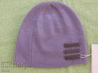 Purple machine knitted hat, 100% cashmere, Mongolia