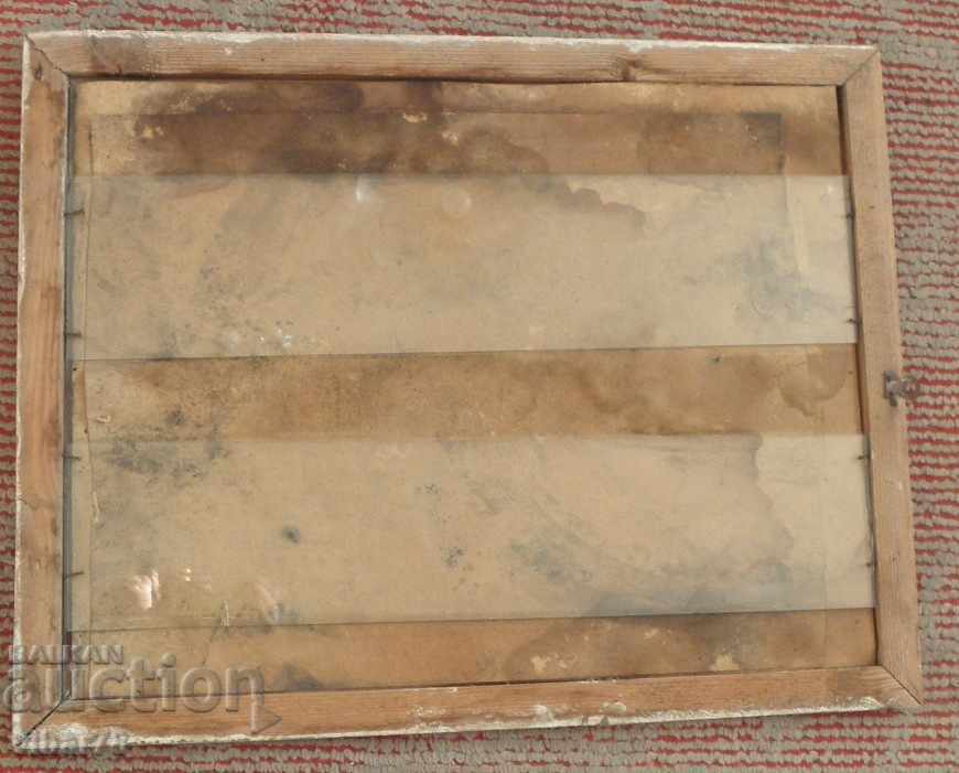 OLD PICTURE-LITHOGRAPHY-PORTRAIT OF STALIN IN A FRAME - 6 OLD PICTURE-LITHOGRAPHY-PORTRAIT OF STALIN IN A FRAME - 6