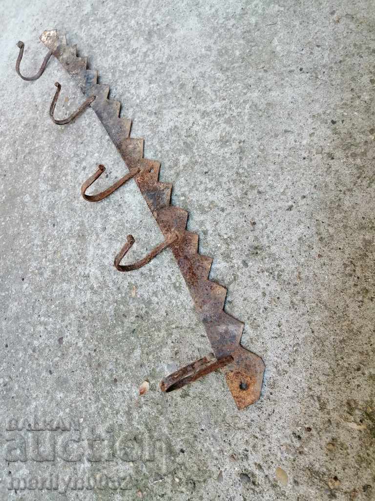 Old metal forged hanger wrought iron primitive with price 38.00 BGN | € 19.43 Old metal forged hanger wrought iron primitive with price 38.00 BGN | € 19.43