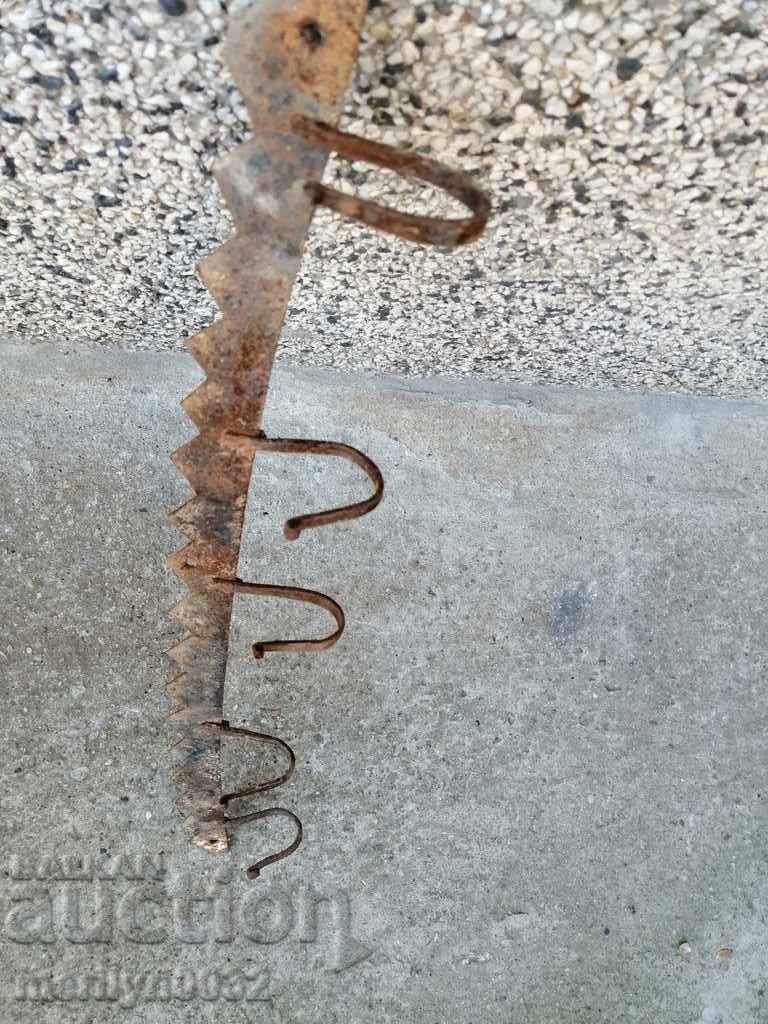 Old metal forged hanger wrought iron primitive - 7 Old metal forged hanger wrought iron primitive - 7