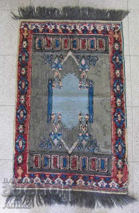 19th century Hand Woven and Embroidered Prayer Rug - 7