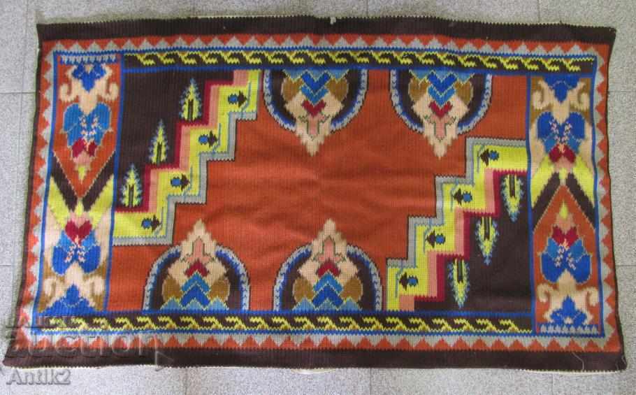 19th Century Hand Embroidered Carpet, Cobra, Wool Gobelin