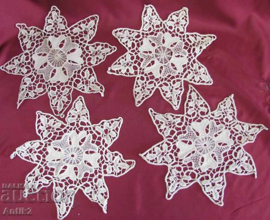 Delivery of 19th Century 4 Pieces Hand Knitted Strips Delivery of 19th Century 4 Pieces Hand Knitted Strips