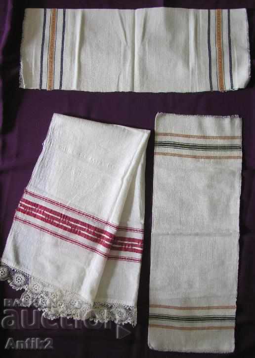 19 век 3 броя Ръчно Тъкани Кърпи памучен кенар - 7 19 век 3 броя Ръчно Тъкани Кърпи памучен кенар - 7