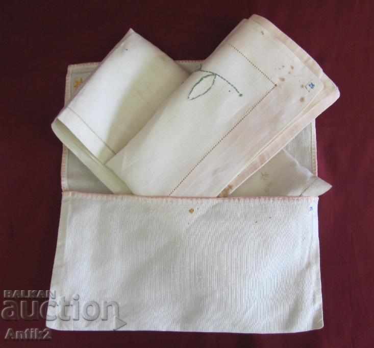 Auction  19th Century Hand Sewn Cotton Bags with 2 Towels