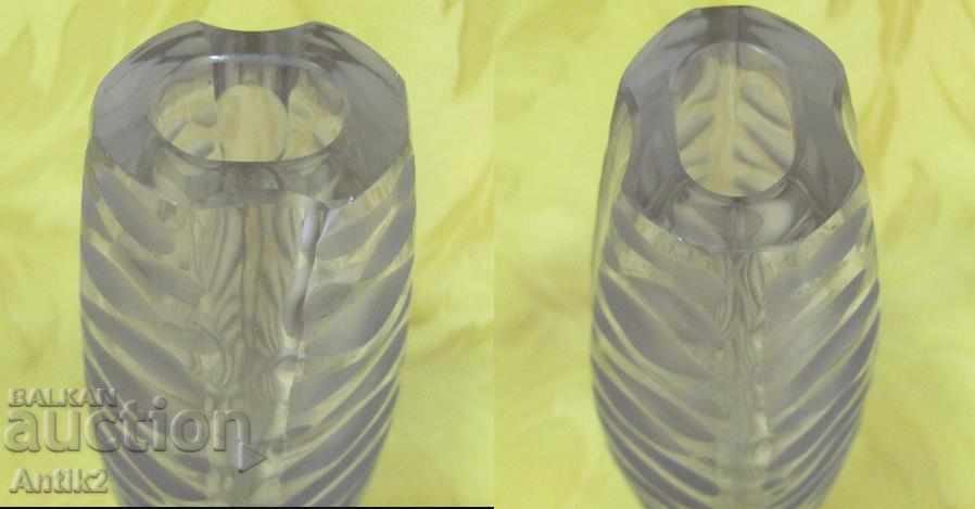 30s Old Crystal Vase handmade - 5 30s Old Crystal Vase handmade - 5