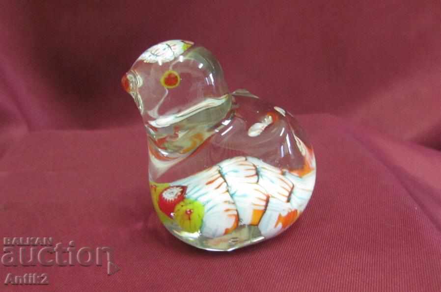 Old Morano Crystal Glass Figurine - Chicken